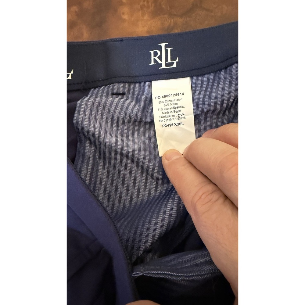 Lauren Ralph Lauren Mens  Fits 34x29 CA-01129 RN-90736 Navy Blue Dress Pants - Picture 4 of 10